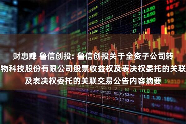 财惠赚 鲁信创投: 鲁信创投关于全资子公司转让所持山东龙力生物科技股份有限公司股票收益权及表决权委托的关联交易公告内容摘要