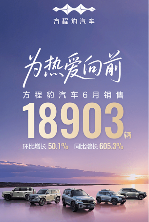 众合资本 方程豹6月销量近19000辆 钛3月销破万/钛7即将发布
